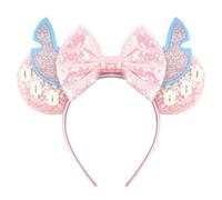 zhezesmila Shiny Mouse Ears Sequin Bow Ears Headband for Women Hair Band Headwear for Princess Costume Theme Birthday Party