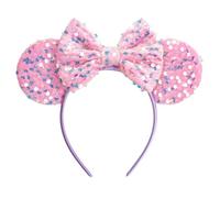 zhezesmila Sparkling Mouse Ears Sequin Bow Ears Headband for Women Hair Band Dazzling Accessories Headwear for Princess Costume Theme Birthday Party