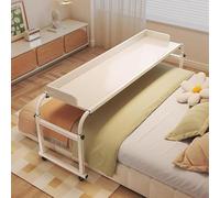 ZHFASDS Over Bed Desk Height Adjustable 65-95cm,Laptop Stand Computer Standing Desk Food Tray Desk Rolling Medical Table Rolling Bed Desk Bar Table For Home Office Hospital(Color:White)