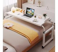 ZHFASDS Over Bed Desk Height Adjustable 65-95cm,Medical Table With Wheels Height And Width Adjustable Rolling Laptop Desk With Wheels Standing Over Bed Table King Size(Color:White)