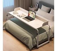 ZHFASDS Over Bed Table, Medical Table With Wheels, Height Adjustable 65-95cm, Width Adjustable 115-210cm, White