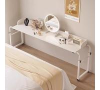 ZHFASDS Over Bed Tables,Laptop Cart Over Bed Desk Over Bed Desk Height Adjustable 65-95cm Over Bed Table Adjustable Height And Length With Wheels Rolling Bed Bar Table(Color:White)
