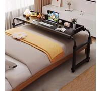 ZHFASDS Over Bed Tables，Over Bed Desk Height Adjustable 65-95cm Food Tray Desk Rolling Medical Table Computer Workstation Rolling Bed Desk Bar Table For Home Office Hospital(Color:Black)