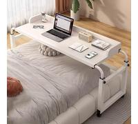 ZHFASDS Over Bed Tables，Over Bed Desk Height Adjustable 65-95cm Medical Table With Wheels Standing Over Bed Table King Size Overbed Computer Workstation Stretchable Lazy Design(Color:White)