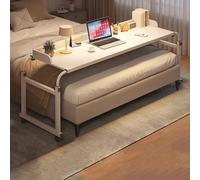 ZHFASDS Overbed Table Computer Workstation，Medical Table With Wheels Over Bed Desk Height Adjustable 65-95cm Overbed Table Mobile Computer Desk With Desktop Baffle(Color:White)