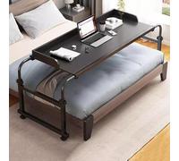 ZHFASDS Overbed Table Computer Workstation，Over Bed Desk Height Adjustable 65-95cm Food Tray Desk Medical Table With Wheels Standing Over Bed Table King Size(Color:Black)