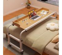 ZHFASDS Overbed Table With Wheels，Mobile Desk With Adjustable Height Food Tray Desk Rolling Medical Table Laptop Bed Table Standing Over Bed Table King Size(Color:Wood)