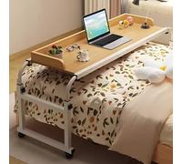 ZHFASDS Rolling Medical Table，Fully Adjustable Height And Length Desk Standing Over Bed Table King Size Food Tray Desk Portable Laptop Desk Overbed Table With Wheels(Color:Wood)