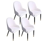 ZHFEL Jacquard Chair Cover,Curved Back Accent Dining Room Chair Slipcover Stretch Bar Stool Cover Removable Washable Wing Back Chair Protector for Kitchen Banquet Party-4 Pcs-white