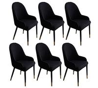 ZHFEL Jacquard Chair Cover,Curved Back Accent Dining Room Chair Slipcover Stretch Bar Stool Cover Removable Washable Wing Back Chair Protector for Kitchen Banquet Party-6 Pcs-black