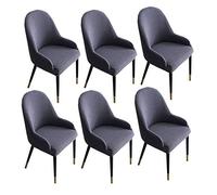 ZHFEL Jacquard Chair Cover,Curved Back Accent Dining Room Chair Slipcover Stretch Bar Stool Cover Removable Washable Wing Back Chair Protector for Kitchen Banquet Party-6 Pcs-Dark gray