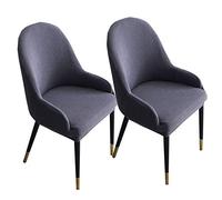ZHFEL Jacquard Chair Cover,Curved Back Accent Dining Room Chair Slipcover Stretch Bar Stool Cover Removable Washable Wing Back Chair Protector for Kitchen Banquet Party-2 Pcs-Dark gray