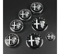 ZHFF 7pcs For Alfa Romeo 40MM Steering Wheel Badge 60mm Wheel Center Cap 74mm Bonnet Trunk Car Logo Emblem Badge Emblem Car Styling