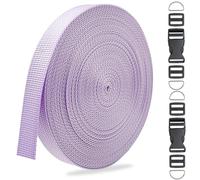 ZHFMILY 5/8 inch Lavender Nylon Webbing Strap with Buckles-10Yards 15mm-Flat Fabric Webbing Handle Canvas Straps for Bags-Hammock-Lawn Chair-Belting-Pet Collars, DIY Projects, Crafts, Sewing #258