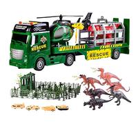 ZHFUYS 103 PCS Dinosaur Truck Vehicle Toys Set, 25.6" Big Semi Trucks Toy,Truck Toys Set with Dinos,Helicopter,Soldier, Dinosaur Park Toy Chritsmas Gift for 3+ Year Old Kids