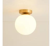 ZHFZKKL Modern Mid Century Frosted White Glass Globe Shade Ceiling Light Gold Semi Flush Mount Ceiling Light Vintage Indoor Ceiling Lighting Fixture For Hallway Kitchen Entryway Foyer