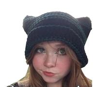ZHGFXIN Girl Cartoon Ear Knit Hat Y2K-style Party Photo Props Hot Girl Cute Slouchy Crocheted Handmade Knit Hat