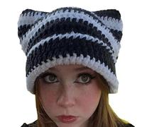 ZHGFXIN Girl Cartoon Ear Knit Hat Y2K-style Party Photo Props Hot Girl Cute Slouchy Crocheted Handmade Knit Hat