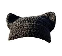 ZHGFXIN Girl Cartoon Ear Knit Hat Y2K-style Party Photo Props Hot Girl Cute Slouchy Crocheted Handmade Knit Hat