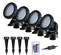 ZHGSERVU Pond Lights Submersible Color Changing Fountain Lights LED Underwater with Remote, 36 LED Bulbs Underwater Landscape Light for Aquarium Garden Pool Lawn Shallow 3 Installation Way with Stakes