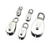 ZHGUIMING Stainless Steel Pulley M15/M20 M25 M32 Single Wheel Swivel Lifting Rope Pulley Set Lifting Wheel Tools(M50)