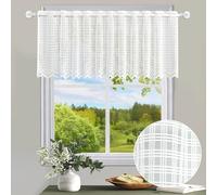 ZHH E-COMMERCE White Short Curtains Window Valance, Sheer Voile Window Treatment Valance Curtain for Kitchen, Bathroom, Living Room, 45cmx150cm/17 x59