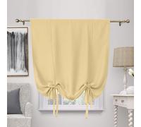ZHhan Blackout Tie Up Curtain Thermal Insulated Tie Up Window Shade Bathroom Curtain Tie Up Shade for Small Window for Kitchen French Door Rod Pocket Panel, Beige, W 37" x L 64", 1 Panels