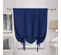 ZHhan Blackout Tie Up Curtain Thermal Insulated Tie Up Window Shade Bathroom Curtain Tie Up Shade for Small Window for Kitchen French Door Rod Pocket Panel, Navy Blue, W 37" x L 32", 1 Panels