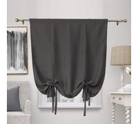 ZHhan Blackout Tie Up Curtain Thermal Insulated Tie Up Window Shade Bathroom Curtain Tie Up Shade for Small Window for Kitchen French Door Rod Pocket Panel, Dark Grey, W 42" x L 24", 1 Panels