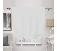 ZHhan Blackout Tie Up Curtain Thermal Insulated Tie Up Window Shade Bathroom Curtain Tie Up Shade for Small Window for Kitchen French Door Rod Pocket Panel, Greyish White, W 37" x L 36", 1 Panels