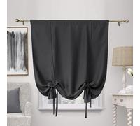 ZHhan Blackout Tie Up Curtain Thermal Insulated Tie Up Window Shade Bathroom Curtain Tie Up Shade for Small Window for Kitchen French Door Rod Pocket Panel, Black, W 55" x L 64", 1 Panels