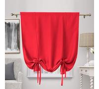 ZHhan Blackout Tie Up Curtain Thermal Insulated Tie Up Window Shade Bathroom Curtain Tie Up Shade for Small Window for Kitchen French Door Rod Pocket Panel, Red, W 37" x L 36", 1 Panels
