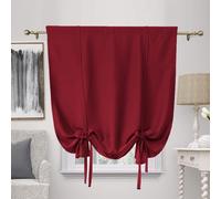 ZHhan Blackout Tie Up Curtain Thermal Insulated Tie Up Window Shade Bathroom Curtain Tie Up Shade for Small Window for Kitchen French Door Rod Pocket Panel, Claret, W 47" x L 32", 1 Panels