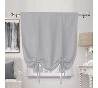 ZHhan Blackout Tie Up Curtain Thermal Insulated Tie Up Window Shade Bathroom Curtain Tie Up Shade for Small Window for Kitchen French Door Rod Pocket Panel, Light Grey, W 42" x L 48", 1 Panels