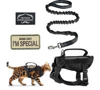 ZHHSUNY Cat Harness, with Handle Anti Escape Small Cats Harness, Adjustable Breathability Cats Collars and Kitten Lead, with Reflective Embroidered Emblems Cat Harness and Lead Set(Black, S)