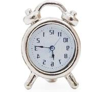 Zhhuoc 1/12 Scale Miniature Alarm Clock - Silver Tiny Dollhouse Decor for Realistic Model Displays, Diorama Props and Mini Collectible Room Accessories (0.4x0.6 Inch)