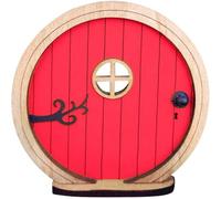 Zhhuoc 1Pc Red Fairy Garden Door for Tree, Fairy Doors for Trees Outdoor and Tree Trunk, Mini Fairys Gardens Sculpture Lawn Ornament Decor, Fairytales Door Decoration，Garden Miniatures