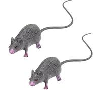 Zhhuoc 2 Pcs Lifelike Fake Mouse Realistic Mice, Spooky Rat, Halloween Prank, Rubber Rat with Long Tail, Creepy April Fool's Day Decorations