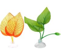 Zhhuoc 2Pcs Fishtank Decorations for Betta Resting Bed Leaf Hammock Spawning Pad, Botanical Green Plastic & Resin Modern Ornaments for Betta Fish Aquarium Decor Accessories