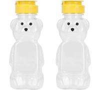 Zhhuoc 2Pcs Yellow 8 Oz Plastic Bear Honey Bottle Jars, Empty Honey Squeeze Bottle with Flip-top Lid for Storing and Dispensing, Flap Caps for Storing Garlic