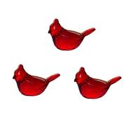 Zhhuoc 3 Pcs Red Acrylic Cardinal Figurine Home Decor Glass Red Bird Statue for Illuminated Home Display Collectible Figurines