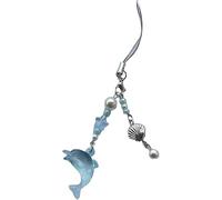 Zhhuoc Blue Ocean Dolphin Phone Chain and Keyring, Acrylic Jewelry Pendant, Dolphin Charm Beaded Keychain, Phone Decor Accessories
