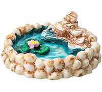 Zhhuoc Miniature Fairy Garden Decor Set - Weather-Resistant Resin Lotus Pond and Lighthouse Sculptures with Water Well and Bridge, Outdoor Miniature Landscape Ornaments for Patio, Pond and Lawn