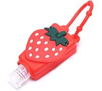 Zhhuoc Strawberry Empty Travel Hand Sanitizer Bottle, Silicone Sleeve Refillable Empty Squeeze Leakproof Flip Cap Keychain, Hand Soap Holder Cosmetic Containers, Refillable Portable Travel Containers