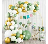 Zhiaek 100pcs Sage Green Balloon Arch Kit Light Green Gold White Balloon
