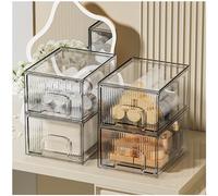 ZHIAI 4 Pack Clear Stackable Storage Drawer, Acrylic Drawer, Cosmetic Organizer, Plastic Organizer for Dresser, Under, Kitchen Cabinet, Pantry, Home Organization and Storage