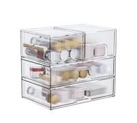 ZHIAI Stackable Storage Box, Acrylic Organizer, Cosmetic Organizer for Cosmetics and Beauty Products for Dressers, Bathrooms, Cabinets, Bedrooms and Home Organization 4 Piece Set