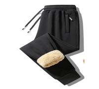 ZHIAN Mens Joggers Fleece Lined Bottoms Thermals Sweatpants Warm Plush Trousers Winter Thick Tracksuit Drawstring(Noir,M)