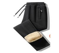 ZHIAN Mens Joggers Fleece Lined Bottoms Thermals Sweatpants Warm Plush Trousers Winter Thick Tracksuit Drawstring(Black1,XXL)