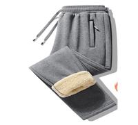 ZHIAN Mens Joggers Fleece Lined Bottoms Thermals Sweatpants Warm Plush Trousers Winter Thick Tracksuit Drawstring(Gray1,L)